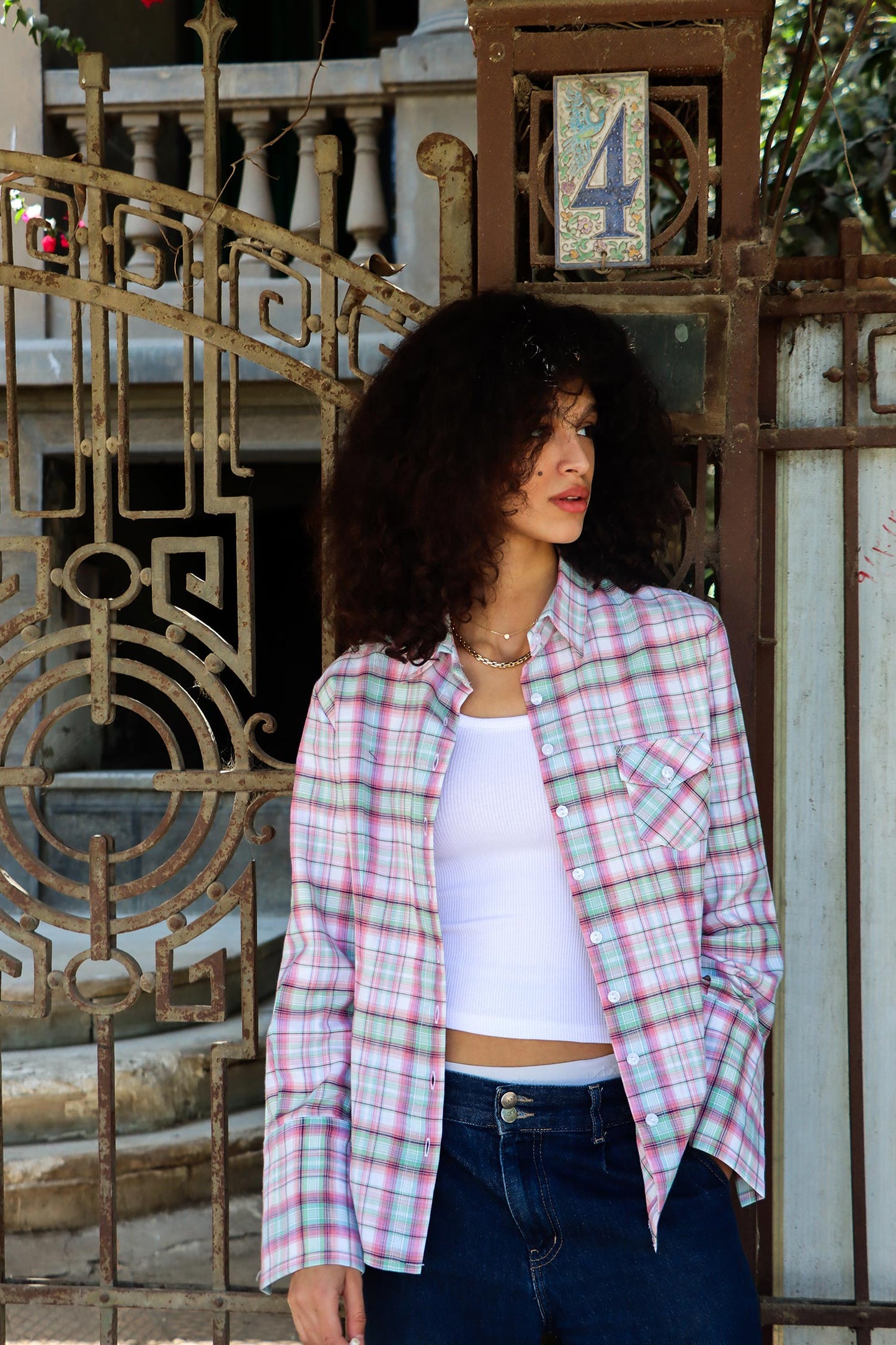 Y2K Plaid Shirt - Pink