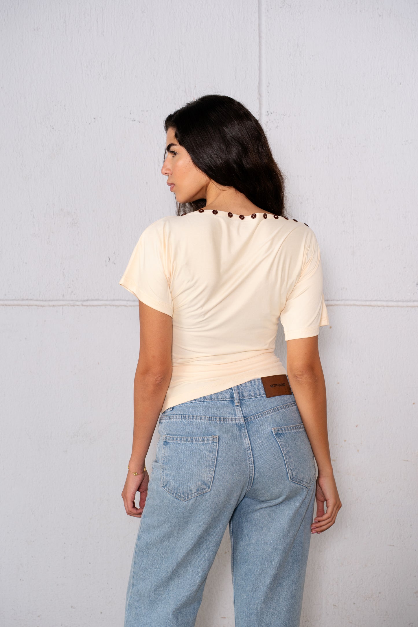 Studded One-Shoulder Top - Butter Yellow