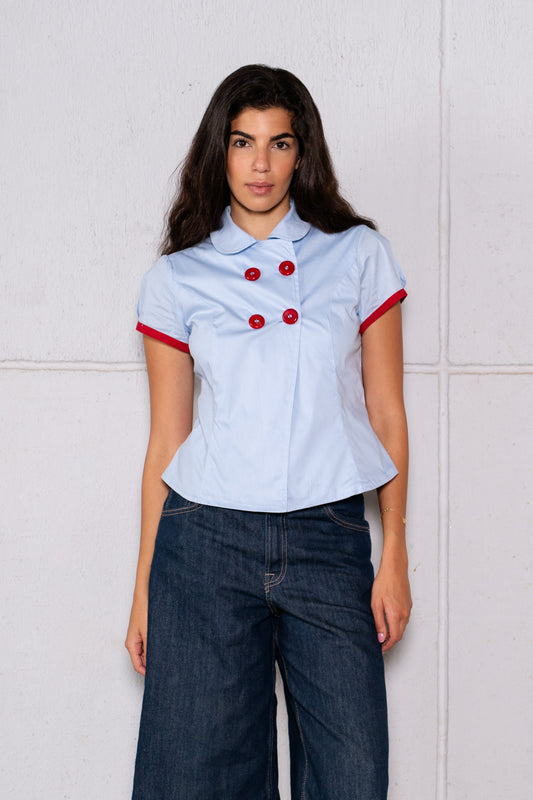 The Bold Button Shirt - Light Blue