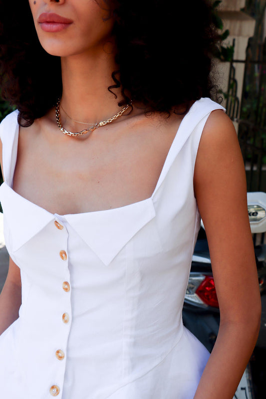 Sleeveless Peplum Shirt - White