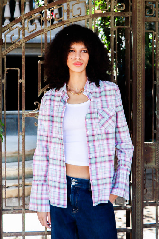 Y2K Plaid Shirt - Pink