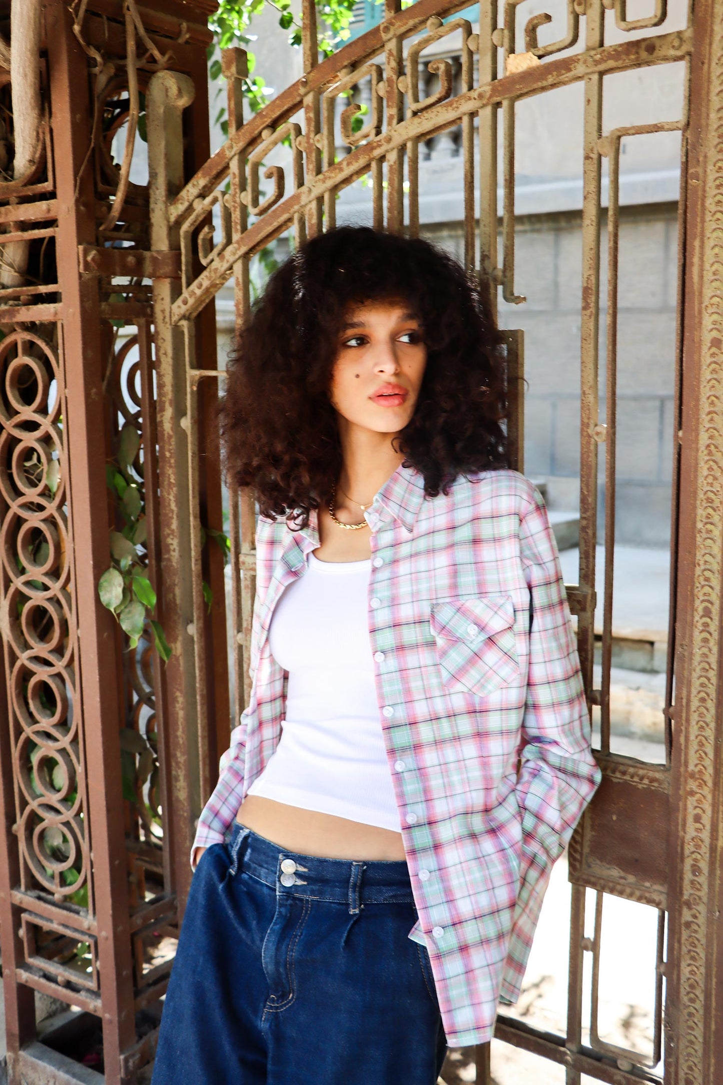 Y2K Plaid Shirt - Pink