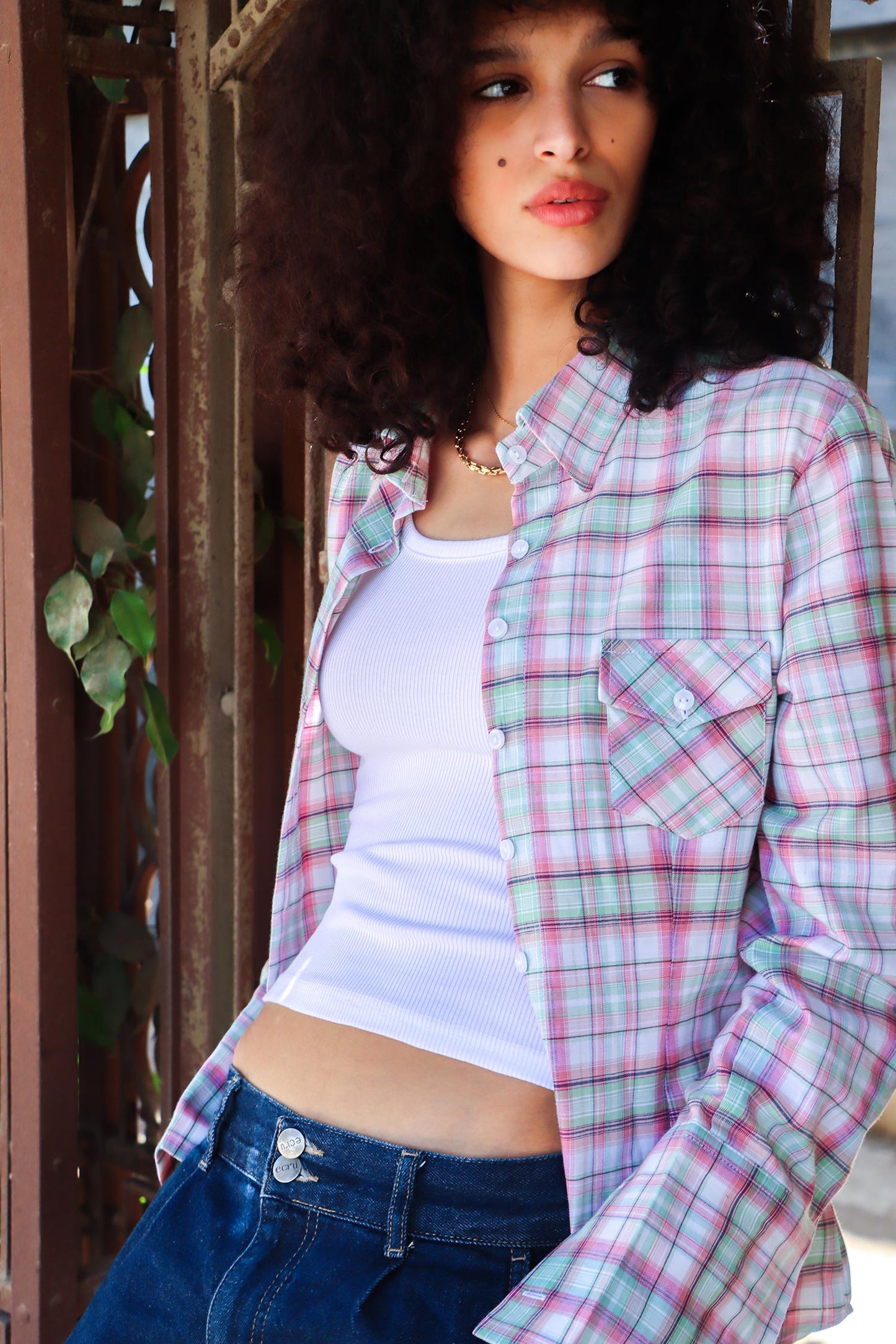 Y2K Plaid Shirt - Pink