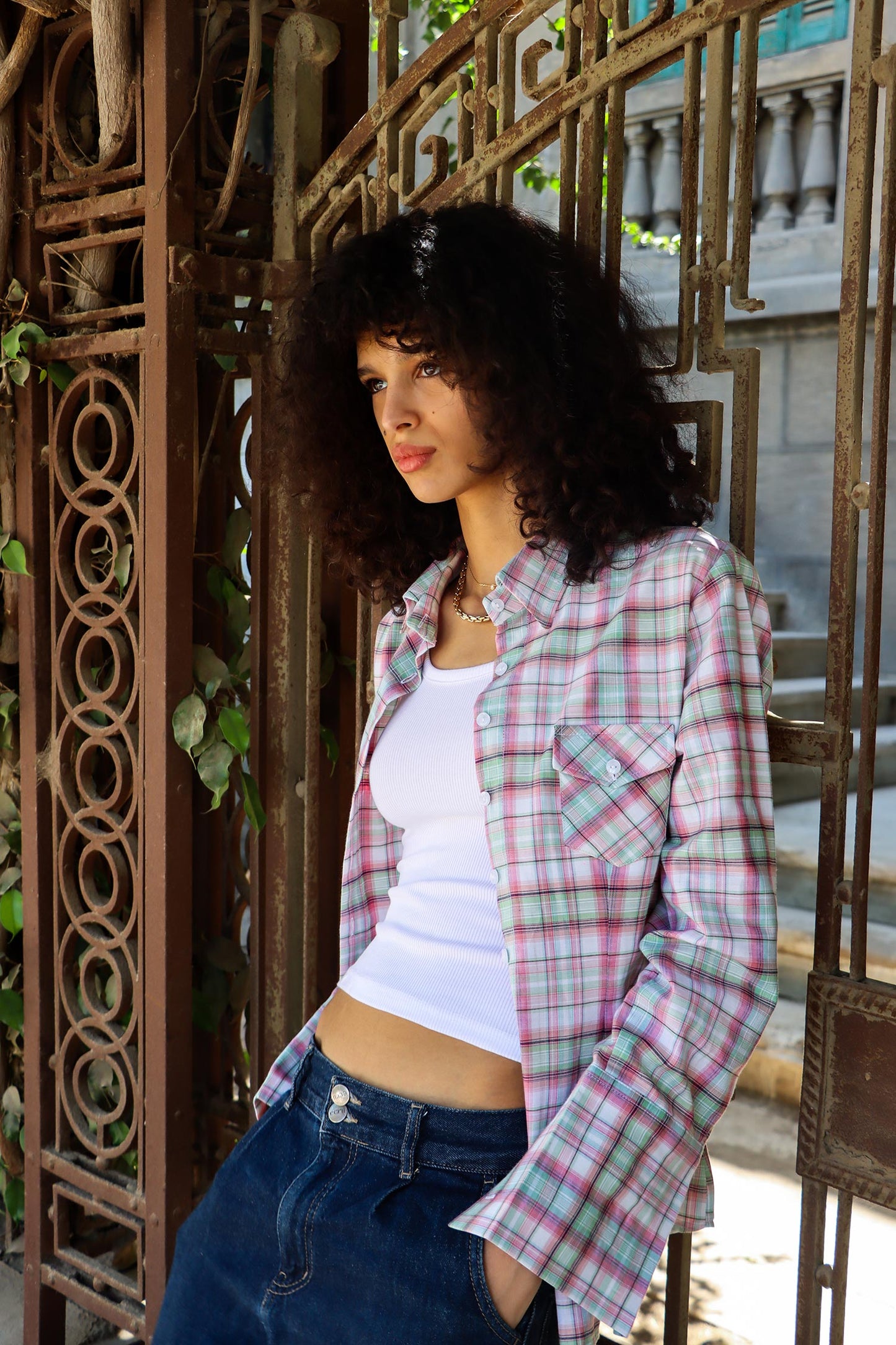 Y2K Plaid Shirt - Pink