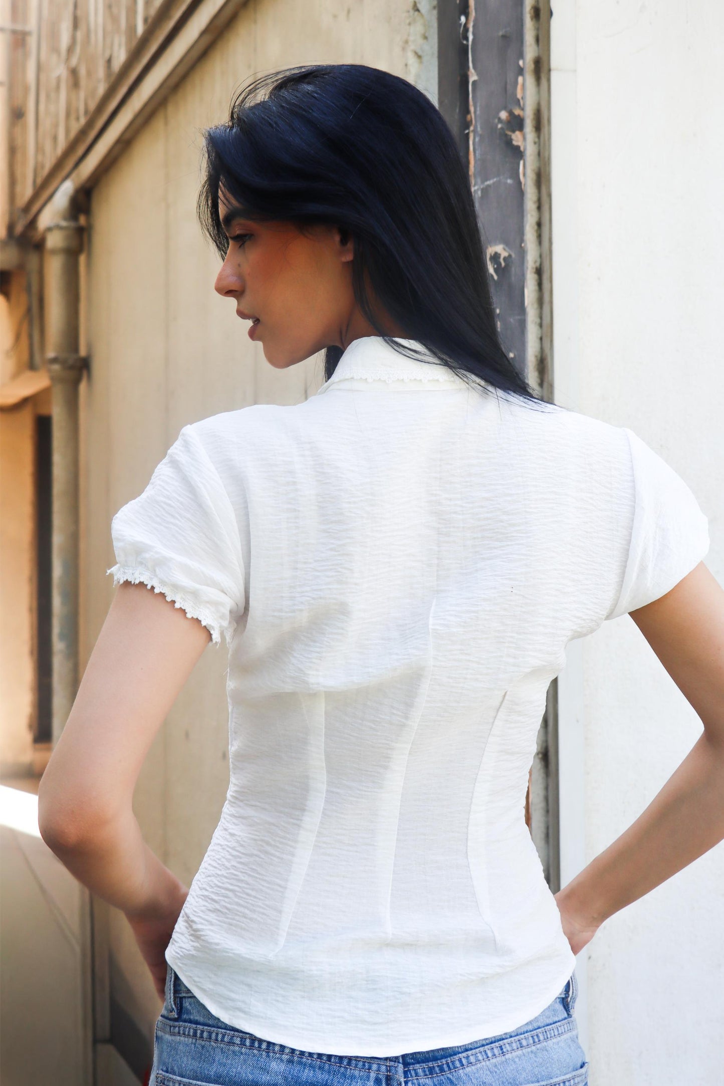 Balloon Sleeve Shirt - White