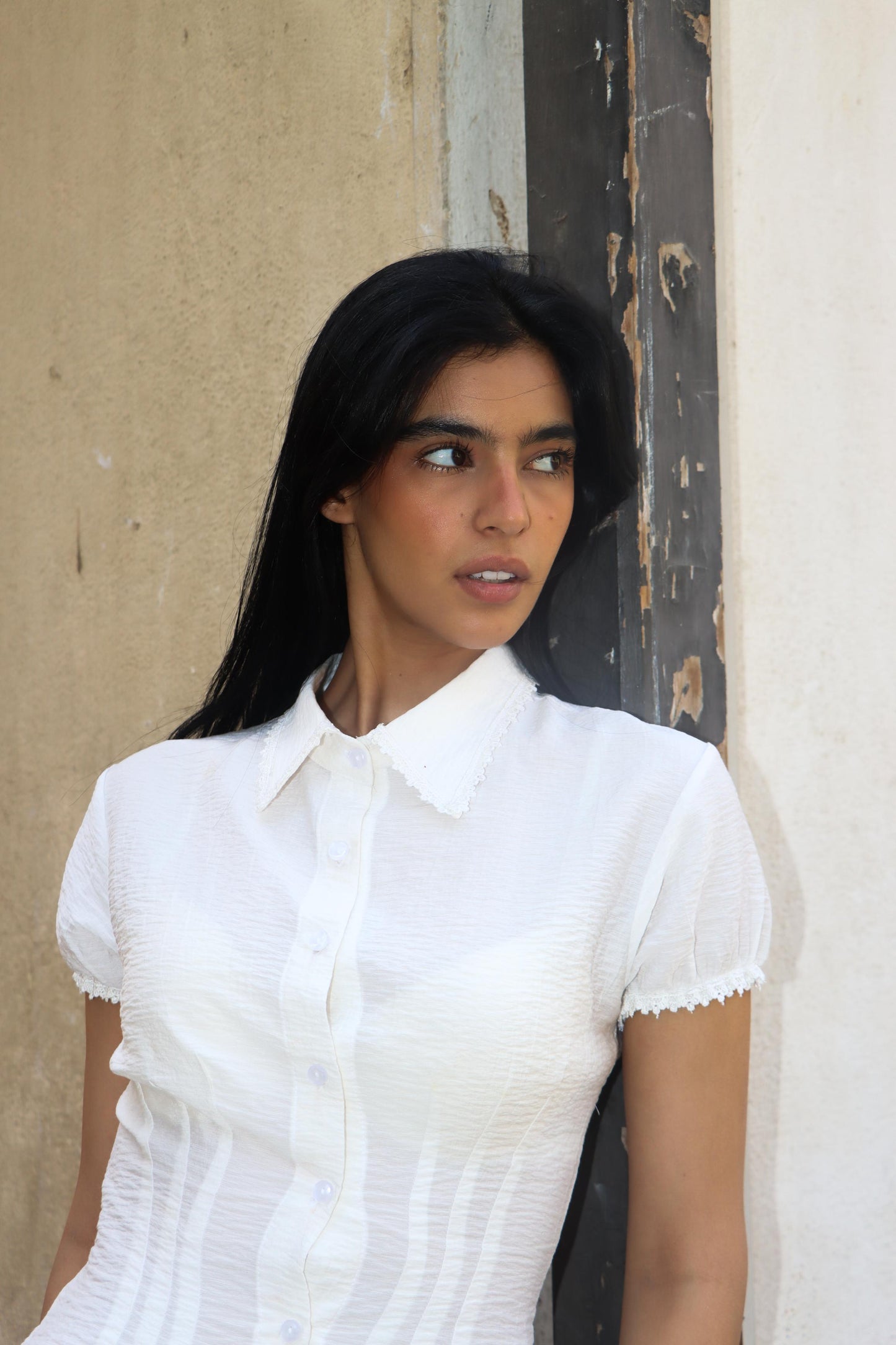 Balloon Sleeve Shirt - White