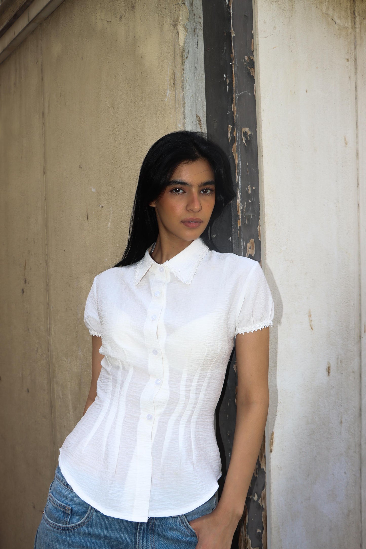 Balloon Sleeve Shirt - White